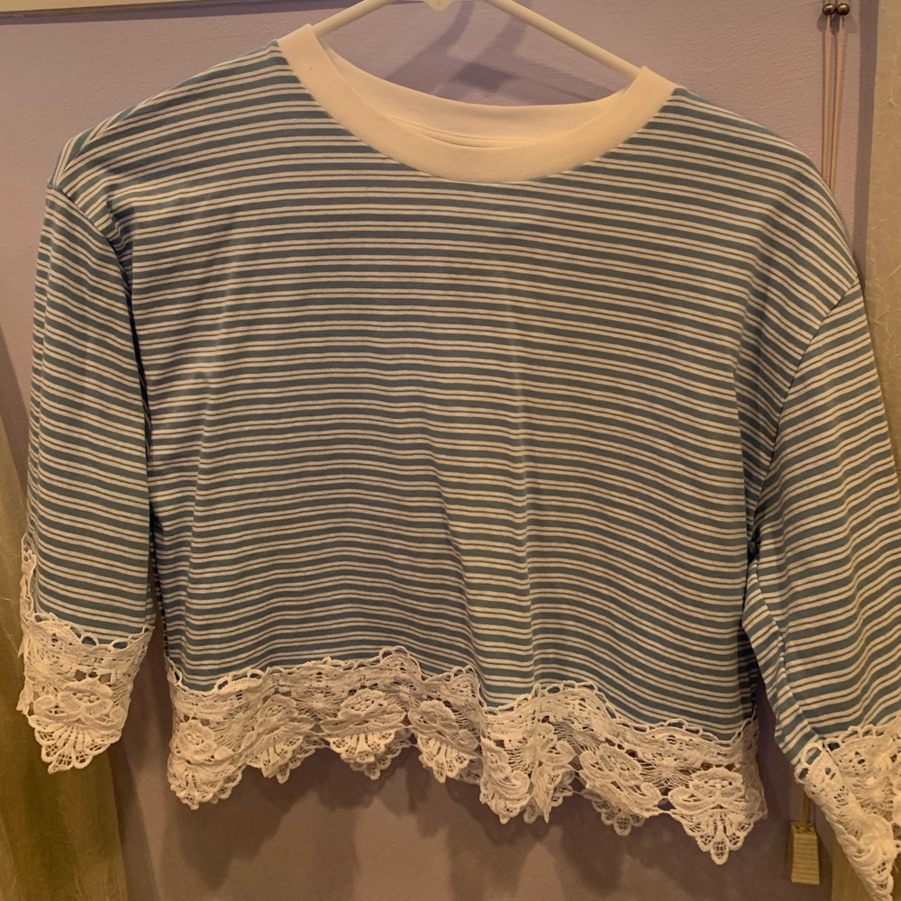 White and Blue Top Shop T shirt